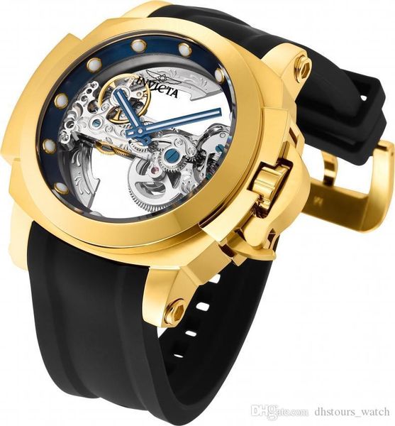 

men's watch royal oak sports hollow invicta mechanical watch pu strap waterproof shockproof ing, Slivery;brown