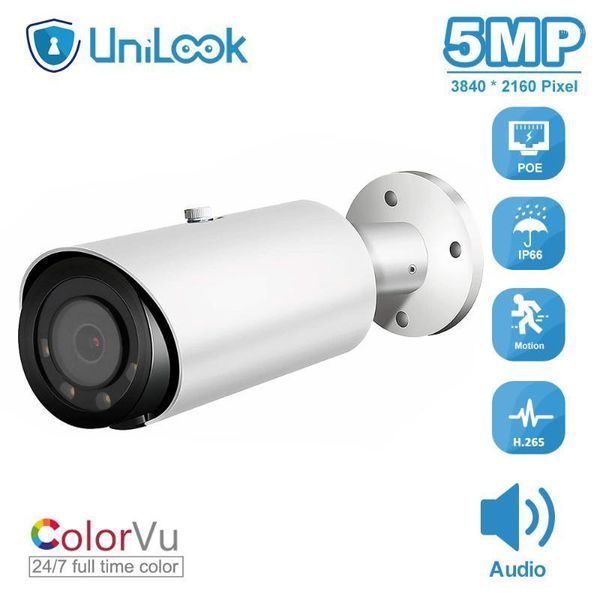 

unilook 5mp poe ip camera colorvu 3.6mm fixed lens audio ip 66 motion detection cctv surveillance onvif h.265 p2p view1