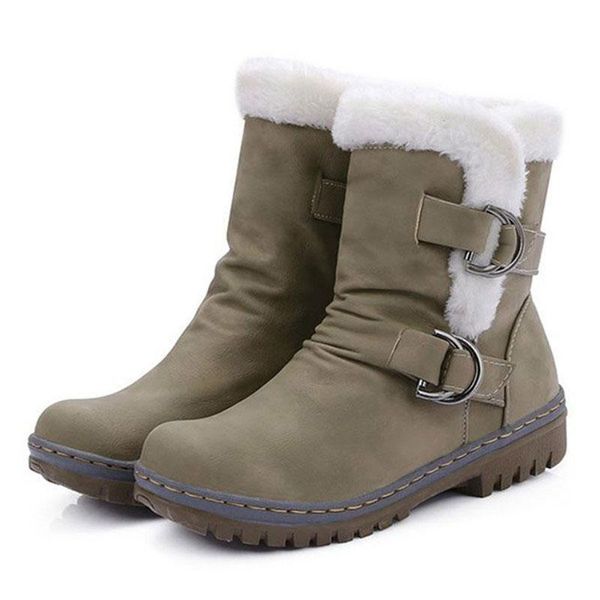 

fashion winter boots women snow boots flat heels winter shoes warm fur boot mid-calf spring autumn women's shoes plus size 43, Black