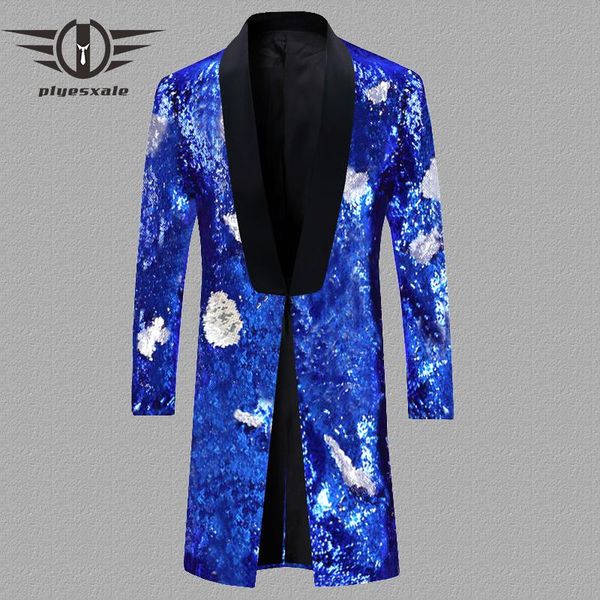 

color changing shiny blazer tuxedo red blue green purple gold silver sequin blazers mens long blazer jacket dj club dress q227, White;black