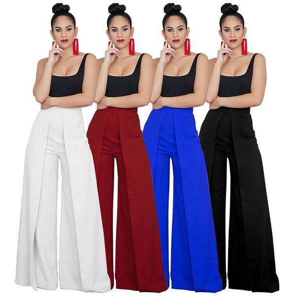 

loose women wide legging pants high waist fashion zipper casual trousers ol style women spring autumn fall wide leg trousers, Black;white