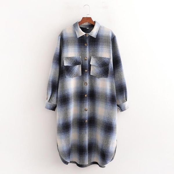 

xd - 3238 fall 2020 new europe and the united states women's wear loose women long lattice coat, Black;brown