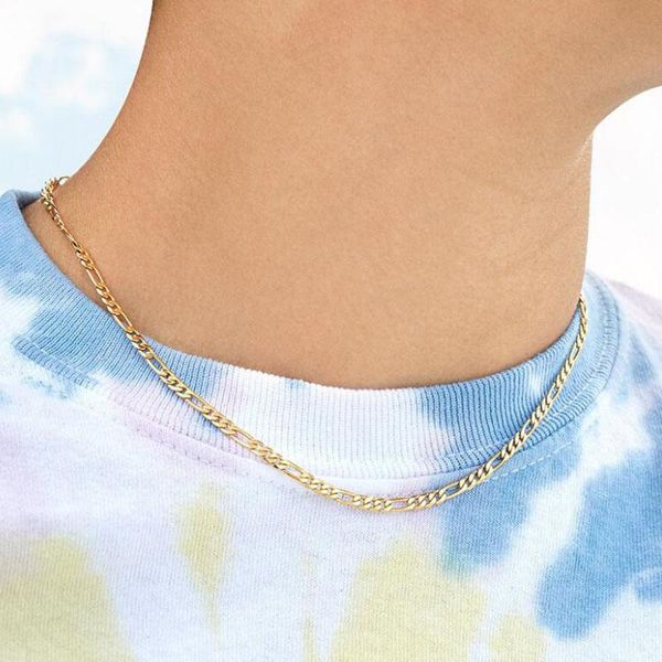 

huidang gold silver color plating flat curb chain link chunky metal necklace for women