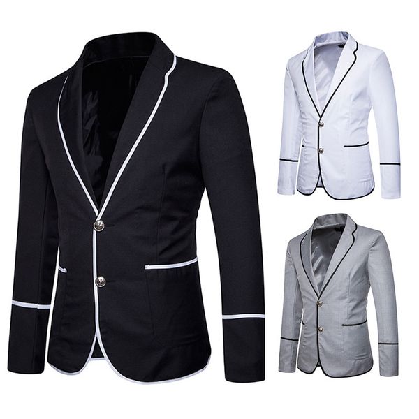 

mens new fashion preppy style casual blazers regular slim office business dress jackets notch male casual wears, White;black