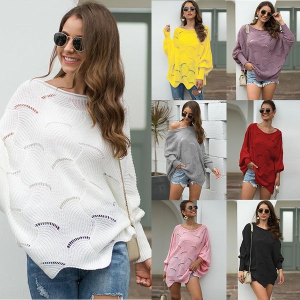 

autumn winter 2020 women's hollow hook flower loose autumn winter t-shirt sweater 2020 sweater women's hollow hook flower loose t, White;black