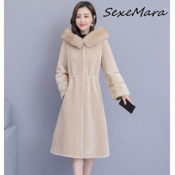 

korean style winter elegant fur hooded women coats plus size warm wool coats for ladies1, Black