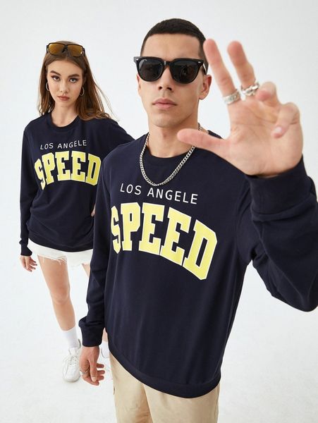 

1pc letter graphic pullover g2o8#, Black