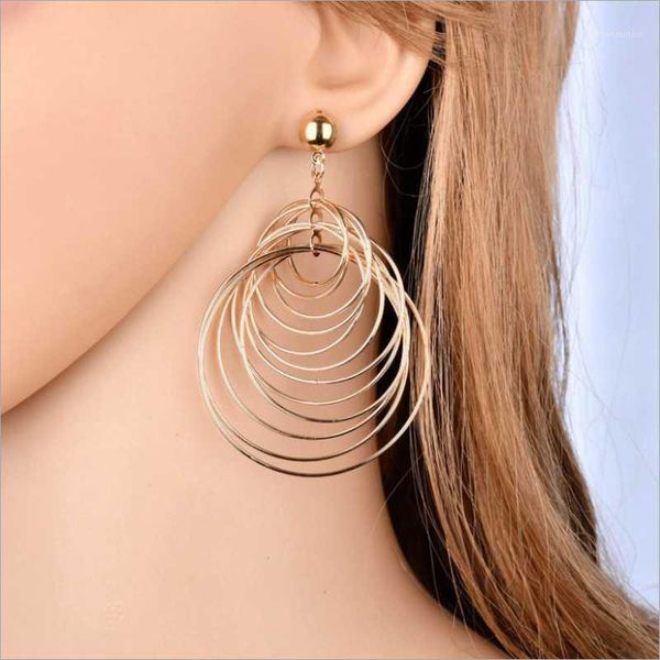 

women's earrings europe and america big circle pendant earrings exaggerated geometric ladies fashion jewelry, Silver