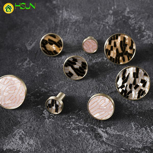 

2 pcs round marble brass cabinet knobs and handles drawer furnitures cupboard wardrobe knobs door pull handles