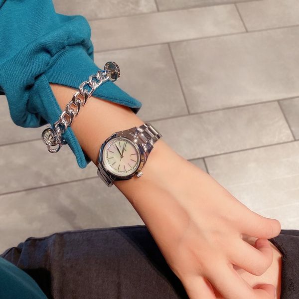 

часы женщины платье часы полный стали 28мм из нержавеющей сапфир дамы серебро водонепроницаемый luminous часы montres люксусный фам, Slivery;brown