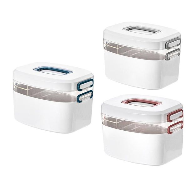 

household multifunctional plastic portable box portable double-layer compartment storage box