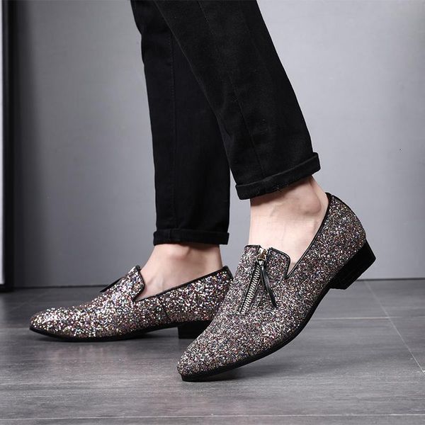 

2020 men wedding party dress leather shoes sparkling colorful men formal shoe elegant men's gift loafers size 37-48, Black