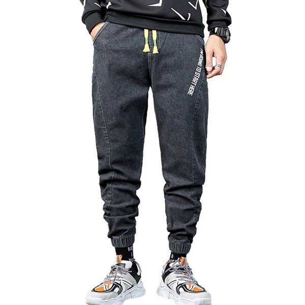 

2021 men fashion designer jeans man straight elastic vintage retro narrow leg harem pants printed male hip hop oversized jeans, Blue