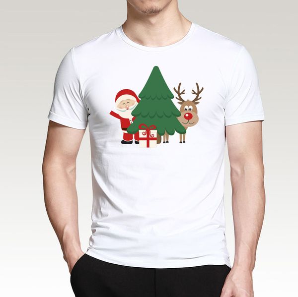 

christmas tree male happy new year santa claus short sleeve casual tees cute rangifer sport hooded sweatshirt hoodie t shirt