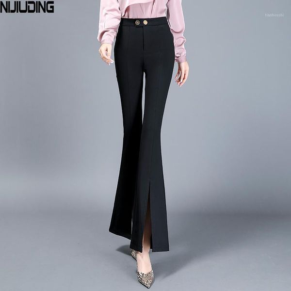 

2020 new women office ladies suit pants spring summer woman long trousers pantalon femme flare pants wide-leg1, Black;white