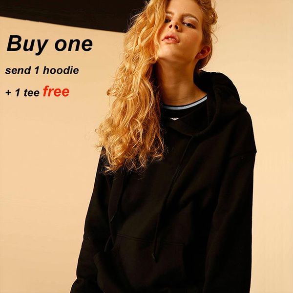 

pink simple hoodie women oversized sweatshirt spring autumn harajuku ladies plain hoodies kpop aesthetic girl blank basic hoody, Black