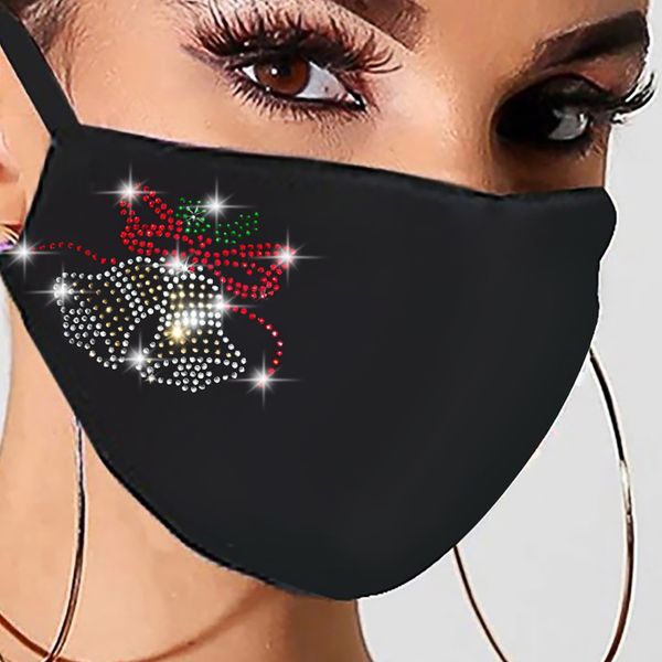 

christmas washable new reusable women rhinestones drill glitter outdoor breathable lady fashion cotton windproof mask mscara