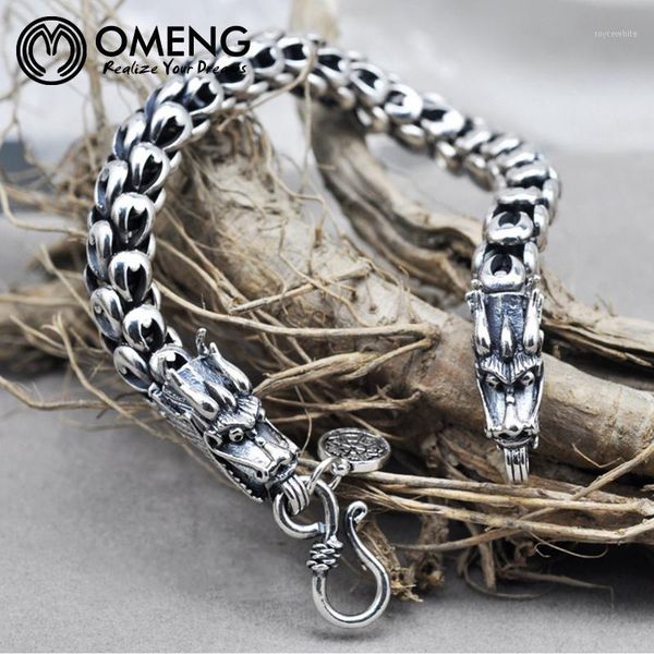 

cuff omenggrade men dragon bracelet pure 925 sterling silver jewelry thai for osl0641, White