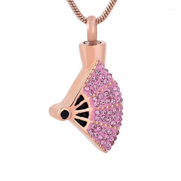 

chains ijd9635 folding fan 316lstainless steel cremation keepsake pendant for ashes urn memorials necklace women jewelry1, Silver