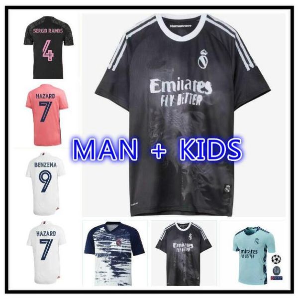 

2020 2021 real madrid soccer jerseys hazard benzema sergio ramos modric 20 21 football shirt men kids camisetas benzema rodrgo hrfc, Black;yellow