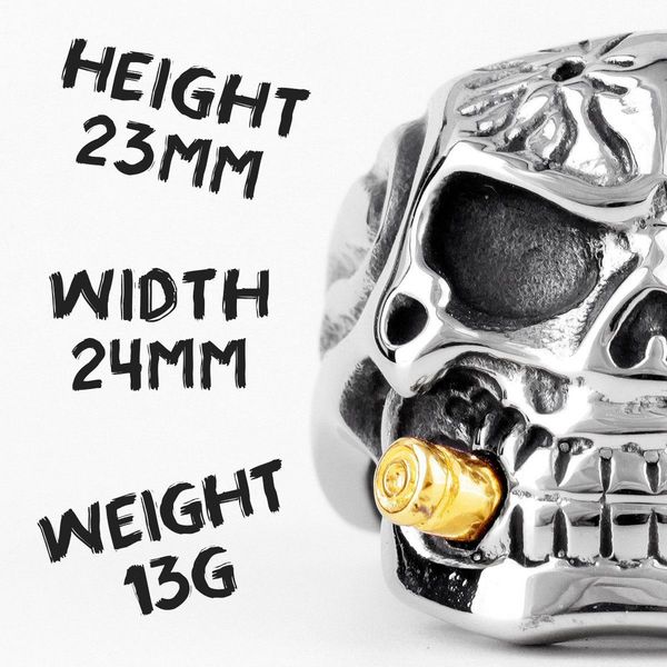 

курильщик солдата череп готические нержавеющей стали мужские кольца punk hip hop мужской boyfriend байкер ювелирные изделия творчества подар, Bronze;silver