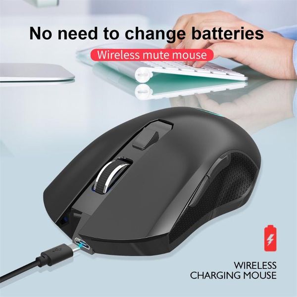 

2.4g usb wireless 6 buttons mouse colorful lighting 3 modes 2400dpi adjustable rechargeable silent click gaming mice