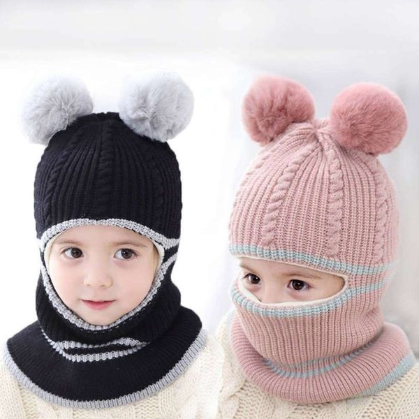 

boy autumn collar 2-5-8 warm years old girl children's ear protection wool hat winter tide plush, Red;brown