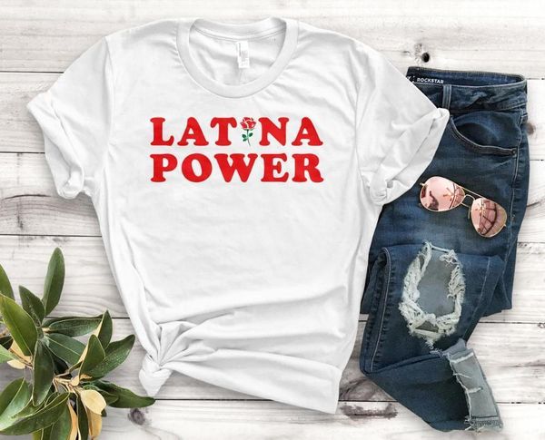 

latina power rose flower print women tshirt cotton casual funny t shirt gift 90s lady yong girl drop ship s-912, White