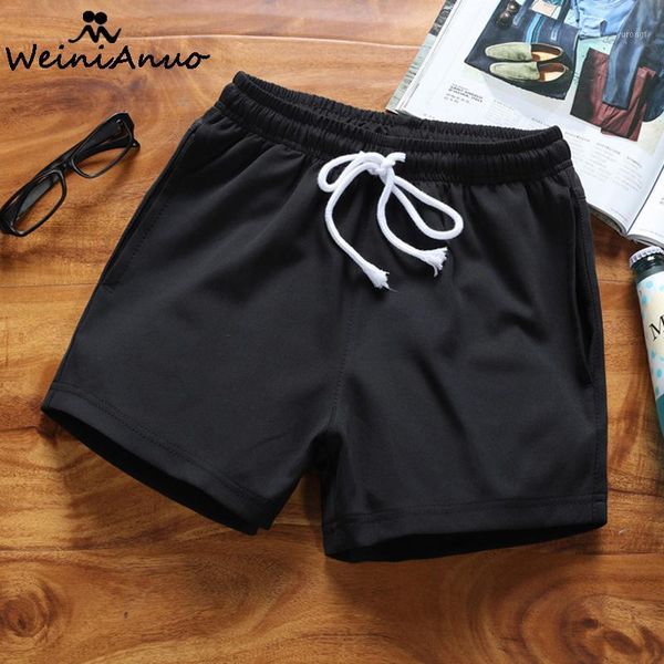 

weinianuo summer shorts men fashion bottom short male breathable solid colors beach shorts men's short male 3241, White;black