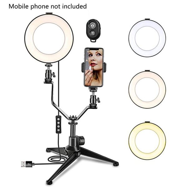 

adjustable led camera selfie light ring mirror iphone xiaomi huawei tripod and phone holder for video