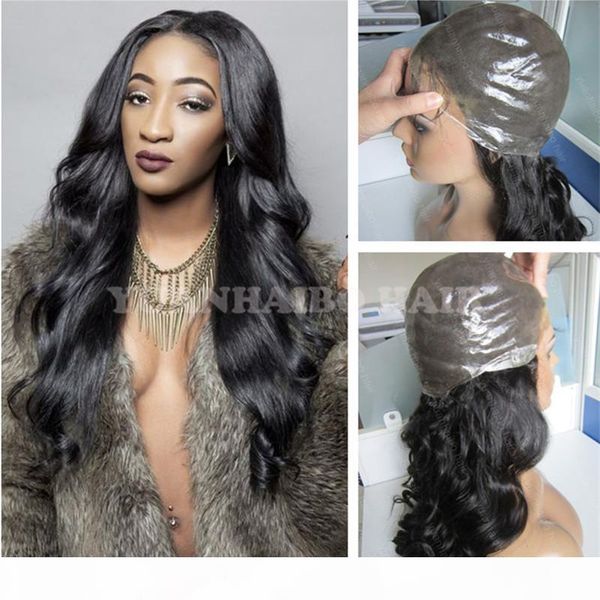 

8a quality 1b virgin indian human hair pu wigs body wave full thin skin wig ing, Black;brown
