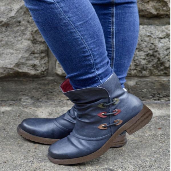

2020 winter boots women basic ankle boots woman round toe zip platform boot female shoes warm lace up plush botas mujer, Black