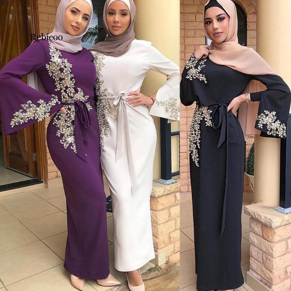

elegant muslim loose long robe gown embroidery abaya full dress vestidos cardigan kimono jubah middle east eid ramadan islamic, Black;gray