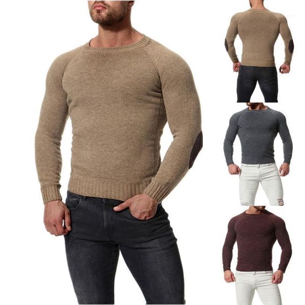 

autumn new style 2020 men crew neck sweater solid color slim fit men's knit low waist jersey1, White;black