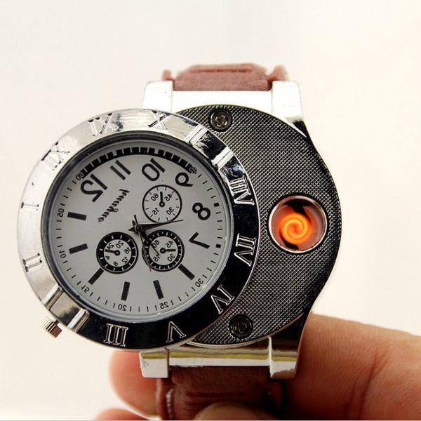 

watch 2 in 1 with retail box rechargeable electronic usb charge flameless cigar wrist watches lighter business christmas gif