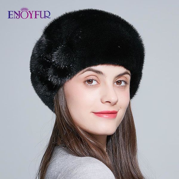 

enjoyfur зима норковые береты для женщин весь черный норковый мех женщин шляпы теплые меховые шапки цветов 201019, Blue;gray