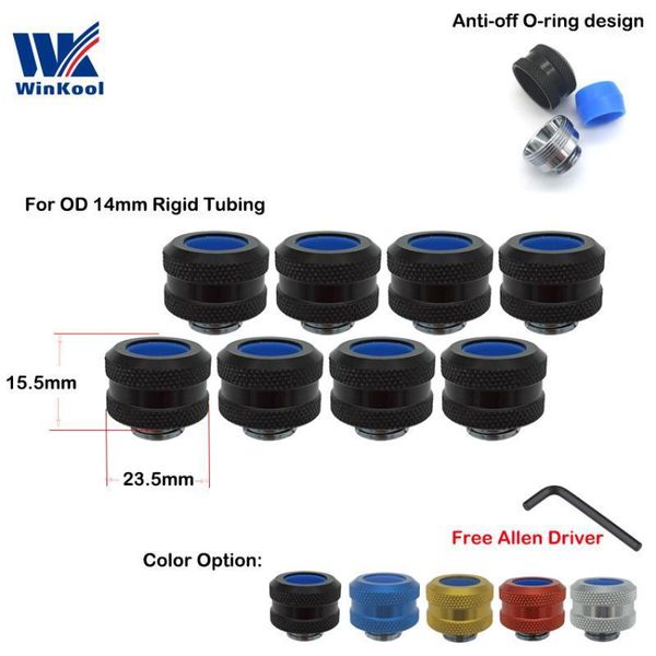 

winkool quanlity colorful g1/4" 14mm anti-off rigid hard tube fitting adapter with anti off o-ring 8pcs lot1