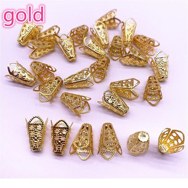 

50pcs 11*16mm gold silver plated hollow flower amaryllis form end spacer beads caps charms beads for jewelry making acc jllwyt