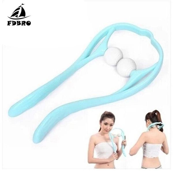

massager for neck and shoulder dual trigger point roller self-massage tool relieve hand pressure deep tissue massage kg-960, Black;blue