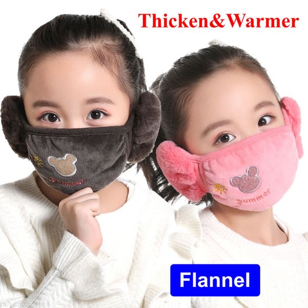 

2020 new designer kid children cartoons mask winter warm face mask earmuffs ear muffs outdoor cotton reusable washable coldproof ear cover