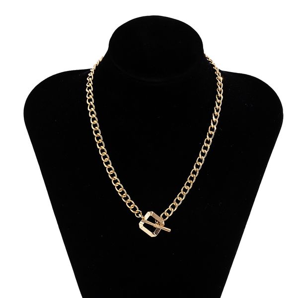 

10pcs/lot european simple style clavicle chain rectangular alloy gold chokers women dress party pendant necklaces jewelry accessories, Silver