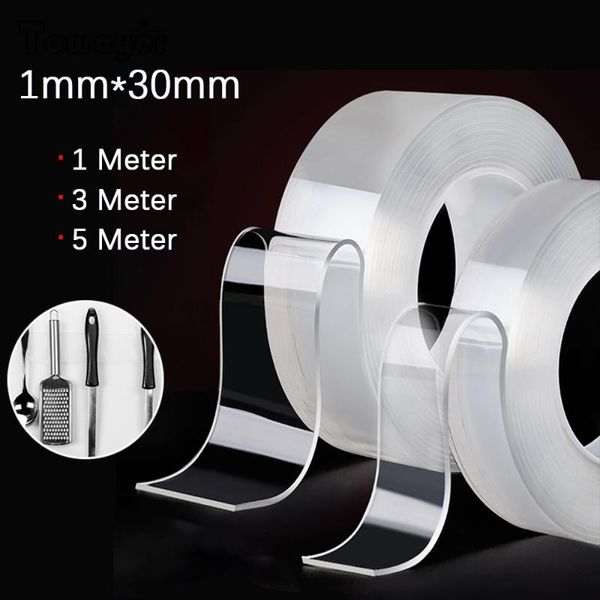 

nano traceless double sided sticker transparent self adhesive sticker reusable washable waterproof double-sided tapes