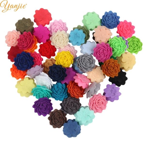 

60pcs/lot 1'' mini felt flowers for girls and kids 2020 solid wool felt rose flowers hair bow party diy hair accessories y200710, Slivery;white