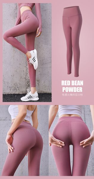 

european and american peach hip pants fitness clothes women's tight-fitting high-waist stretch bottoming hip-lifting running sports yog, White;red