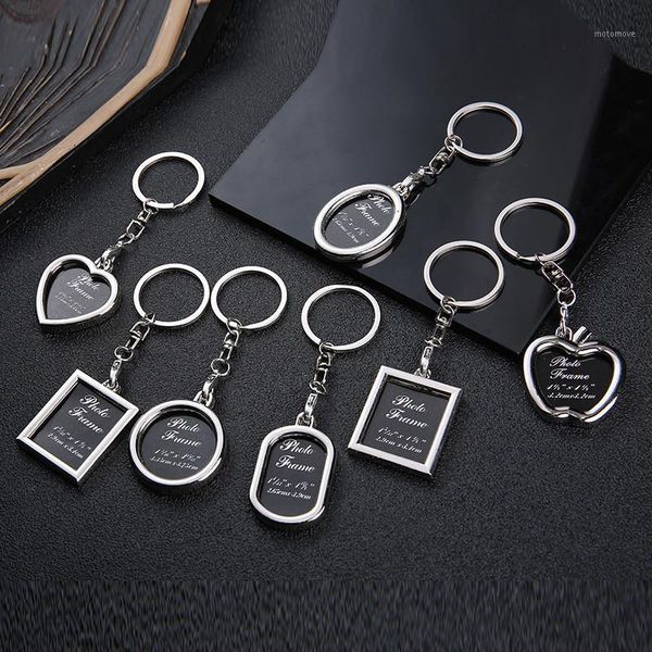 

keychains creative couple po frame key chain heart-shaped personality ring love commemorative small gift1, Silver