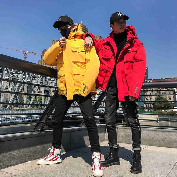 

2021 new privathinker new parka korean streetwear men warm winter coat thicken zipper big size mens fashion parkas 748d, Black