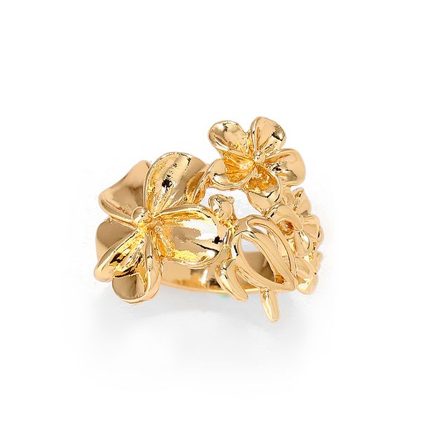 

love rings of fashion crystal gold plated engagement trendy black enamel large jewelry plumeria flower hawaiian rings for women, Silver