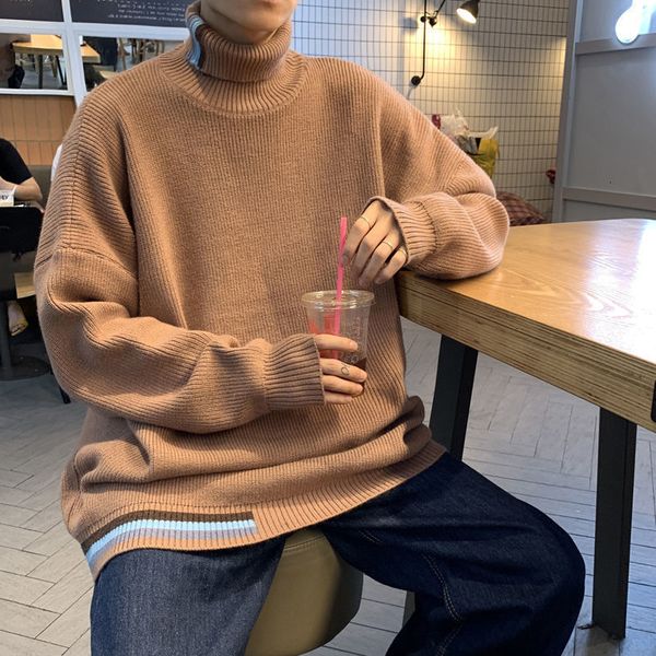 

2021 new men's winter warm korean streetwear fashion pullovers sweater autumn classic casual male clothing nhpk, White;black