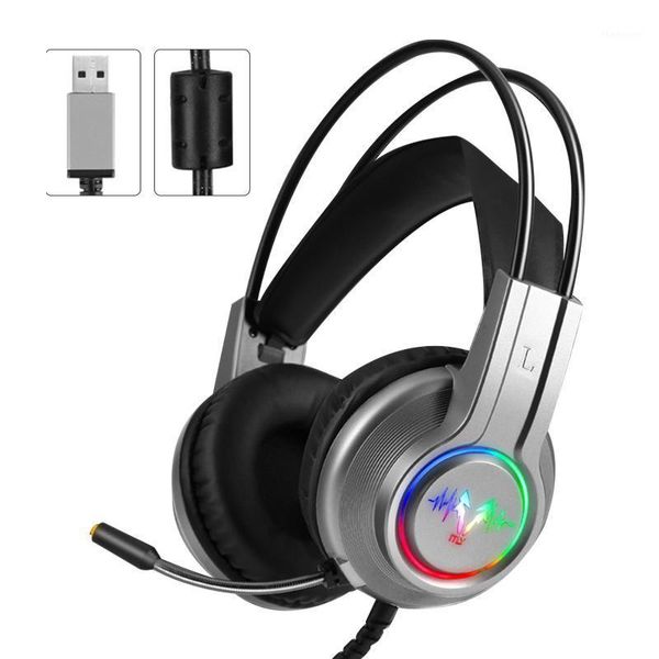 

surround sound gaming headset led rgb light portable ergonomic bass vibration noise canceling abs usb interface wired universal1