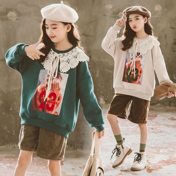 

autumn sle, girls' lace sweater, winter wtern base coat, thickened fashion, chine and universi children's korean plush 8df3 5ux6k, Black